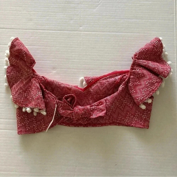 ASOS DESIGN‎ Jacquard Pom Pom Off-the-Shoulder Top Size 6 - Picture 6 of 6